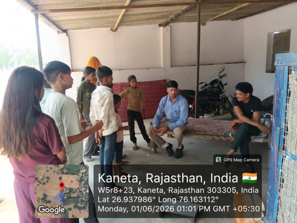 NGO team conducting interactive discussion with villagers and youth in Kaneta, Dausa region